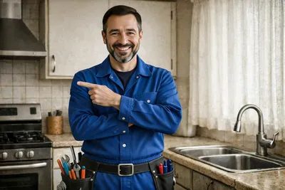 Plumber at work